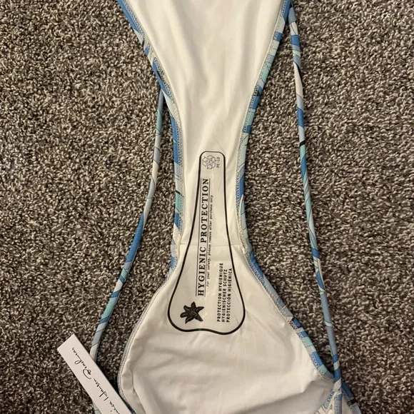 Monica Hansen Beachwear Vintage Chic Money Maker Abstract Blue one piece size M - Picture 7 of 7